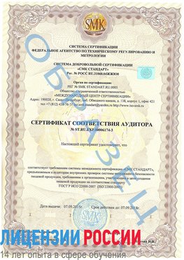 Образец сертификата соответствия аудитора №ST.RU.EXP.00006174-3 Сходня Сертификат ISO 22000